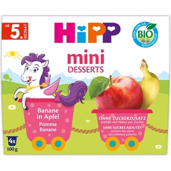 Hipp БИО десерт Банан и Ябълка 4 х 100г