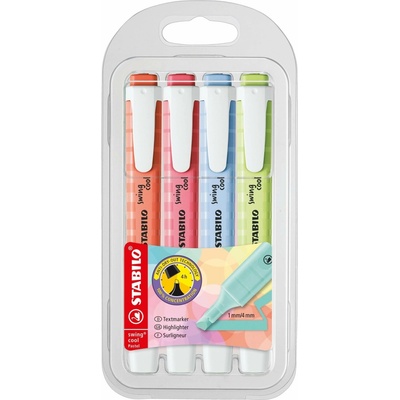 Zvýrazňovač STABILO swing cool Pastel 4 ks