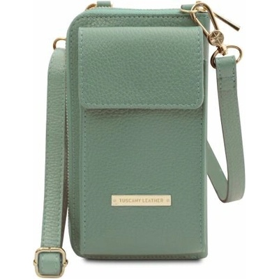 Kožené puzdro na peňaženku/telefón s popruhom TL Bag Tuscany Leather Mint Green