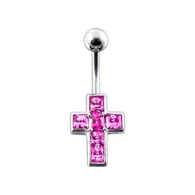 Šperky4U stříbrný piercing do pupíku křížek BP01015-P