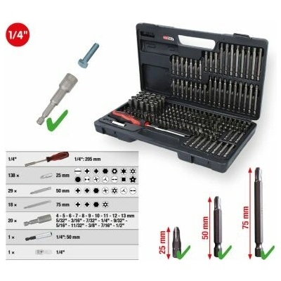KS Tools Souprava bitů 1/4" 208dílná 911.2008