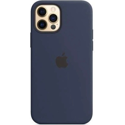 Apple iPhone Silicone Case with MagSafe - оригинален силиконов кейс за iPhone 12, iPhone 12 Pro с MagSafe (тъмносин)