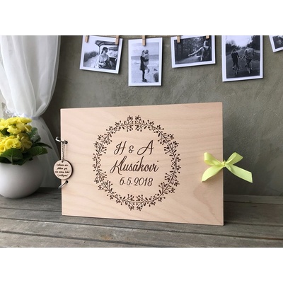 Black M Design –⁠ Black M Design DŘEVĚNÁ SVATEBNÍ KNIHA HOSTŮ - BOHO Barva vnitřního papíru: ČERNÁ, Barva stužky: Bílá
