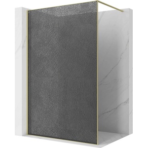 Mexen Kioto Преграда за душ Walk-in 110 x 200 см, трошен графит 12 мм, злато четкано (800-110-101-55-44-X)