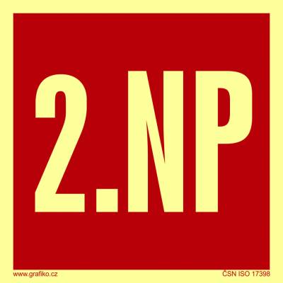 Grafiko | Označení podlaží - 2.NP - fotoluminiscenční - Materiál Hliník, Rozměr 200x200mm