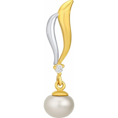 SILVEGO Prívesok Velira z bieleho a žltého zlata s bielou prírodnou perlou a Brilliance Zirconia FNN21414PGYWP