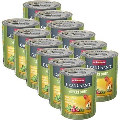 Animonda GranCarno Superfoods kura a špenát a maliny 12 x 800 g