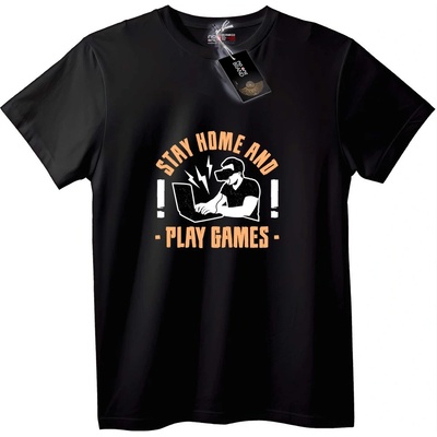 NOONEBRAND Тениска Останете у Дома и Играйте - 4XL, Black
