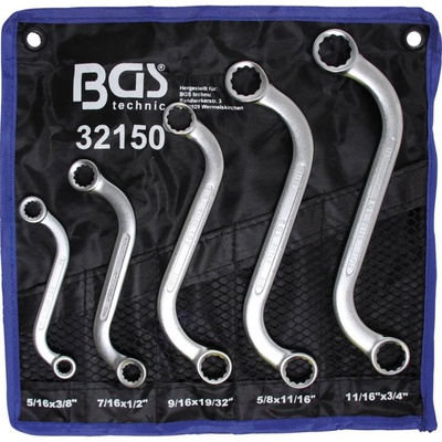 BGS technic Súprava dvojitých očkových kľúčov ohnuté do tvaru S, 3/8" – 3/4" 5 ks BGS 32150