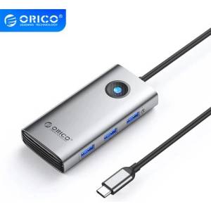 ORICO PW11-6P USB-C хъб 6-в-1 - HDMI 4K@30Hz, 3×USB-A 5Gbps, USB-C 5Gbps, USB-C PD 100W, сив (PW11-6P-GY-EP)