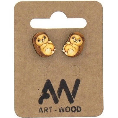 Art wood náušnice Ježek 0001082
