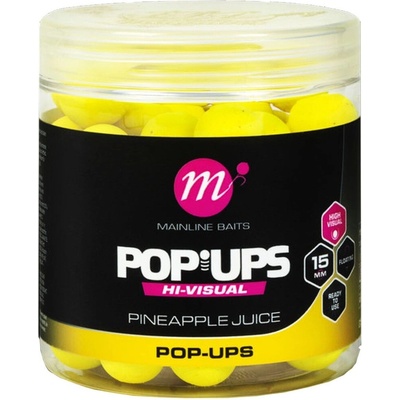 Mainline Plávajúce Boilies High Visual Pop-ups Pineapple Juice 15mm 50ks