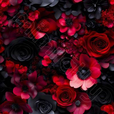 Softshell letní temně rudé květy by MIMI
