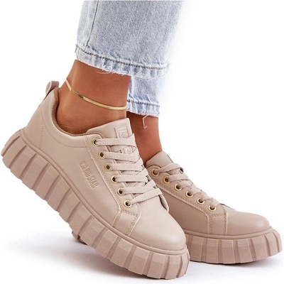 Big Star dámske sneakers z eko kože na platforme mm274618 béžové
