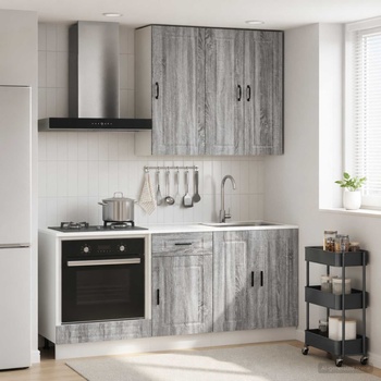 vidaXL Кухненски единица PORTO 5 бр. Сив Сонома Инженерна дървесина (3438291)