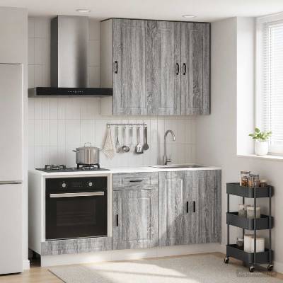 vidaXL Кухненски единица PORTO 5 pcs Сив Сонома Инженерна дървесина (3438291)