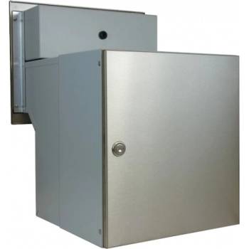 1x poštovní schránka F-042 k zazdění do sloupku + čelní deska s 1x zvonkem a HM TESLA - NEREZ / šedá