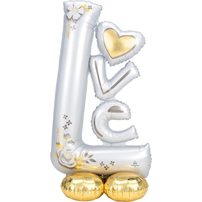 Stojící balónek “LOVE” BÍLO ZLATÝ