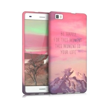 Púzdro kwmobile s dizajnom be happy Huawei P8 Lite růžové