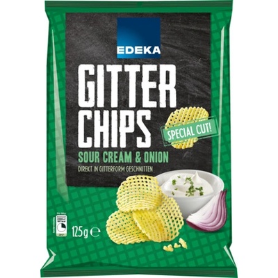 Edeka mřížkované brambůrky se zakysanou smetanou a cibulí 125g