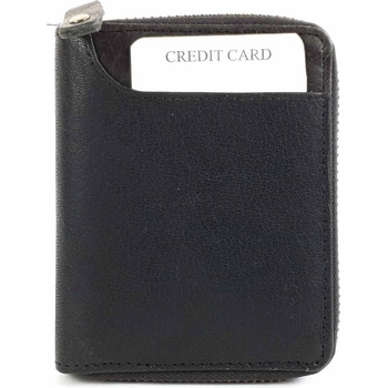 Image 1 of Черен визитник от естествена кожа с цип