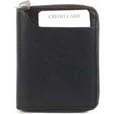 Черен визитник от естествена кожа с цип