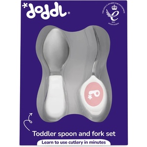 Doddl Сет прибори от 2 части Doddl - Лъжица и вилица, светлорозов (D1051) - baby