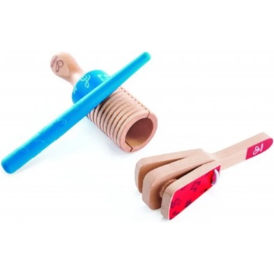Hape Детски музикален комплект, Hape, Перкусии дуо, 3 части