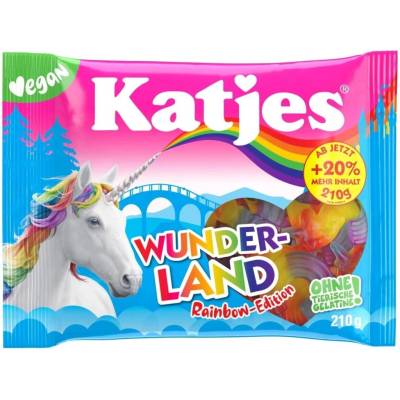 Katjes Wunderland Rainbow Vegan želé ve tvaru jednorožců 210 g
