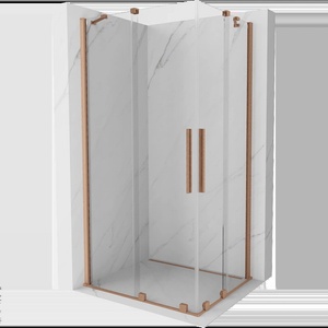 Mexen Velar Двойна плъзгаща се душ кабина 90 x 80 см, прозрачна, четкана мед (871-090-080-02-65)