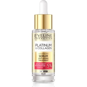 Eveline Cosmetics Platinum & Collagen Advanced Facial Serum Anti-Aging Treatment серум против бръчки с колаген 30ml