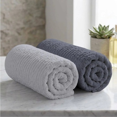 Knitva sada 2 ks ručníků vlnky 50 x 100 cm 1x světle šedý a 1x tmavě šedý