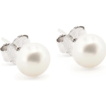Rafity stříbrné náušnice bílou perlou E0206PZ-06