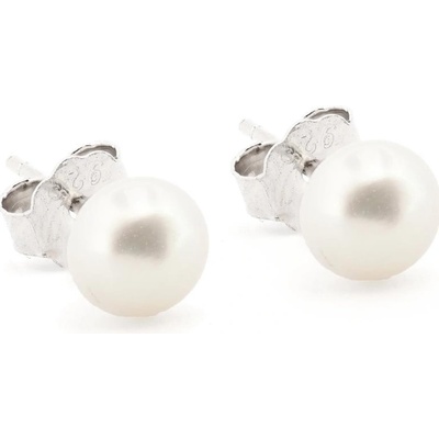 Rafity stříbrné náušnice bílou perlou E0206PZ-06