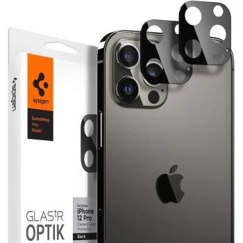 Spigen Optik Lens Protector - комплект 2 броя предпазни стъклени протектора за камерата на iPhone 12 Pro (черен)