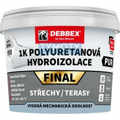 Debbex 1K Polyuretánová hydroizolácia FINAL - 4 kg šedá, vedro