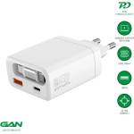 4smart Захранване за ел. мрежа с USB-A и USB-C изходи и вграден USB-C кабел - 4smarts Jojo PDPlug Slim GaN Wall Charger 65W (бял) (541839)