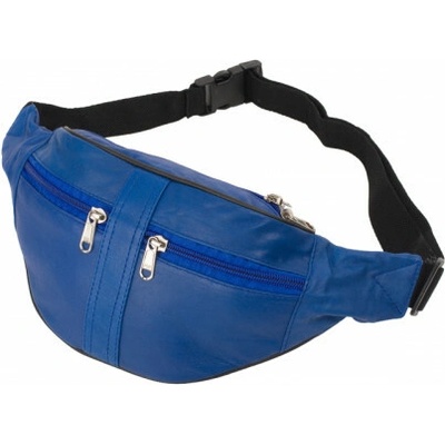 Bauchtasche mit 2 Front-Reißverschlüssen Nappa Leder blau
