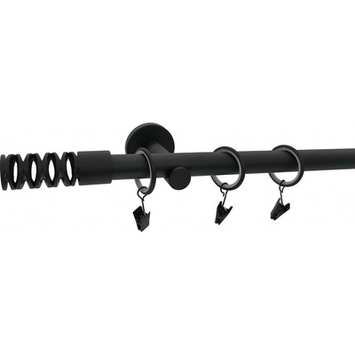 KovovégarnýžeCZ Jewel modern 19 mm Dvouřadá Bez kroužků černá matná 180 cm