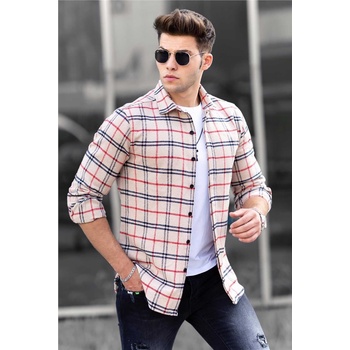 Madmext Мъжка риза 4901 - Бежова 289482 (289482_Червен)