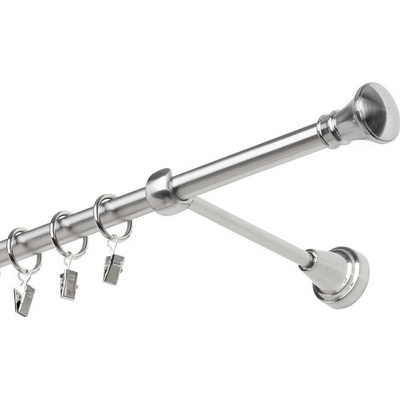 OK-GarnýžeCZ Garnýž kovová jednořadá 19mm Koloseo nerez 310 cm do stěny / kroužky s žabkou