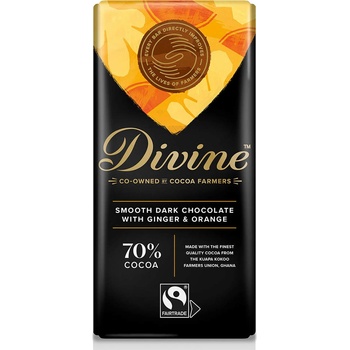 Divine Horká čokoláda so zázvorom a pomarančom, 90 g