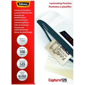 Fellowes Ламиниращо фолио FELLOWES 83x113 mm 125 микрона гланц 100/som 5307101 (5307101)