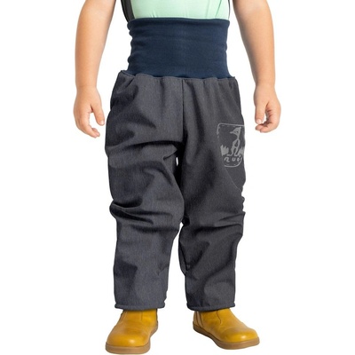 Unuo Batolecí softshellové kalhoty s fleecem Žíhaná antracitová reflexní obrázek Evžen