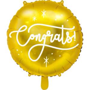 PartyDeco Балон от фолио Congrats - златист