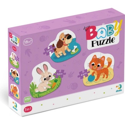 DODO Baby puzzle Domácí mazlíčci 3v1 2,3,4 dílků