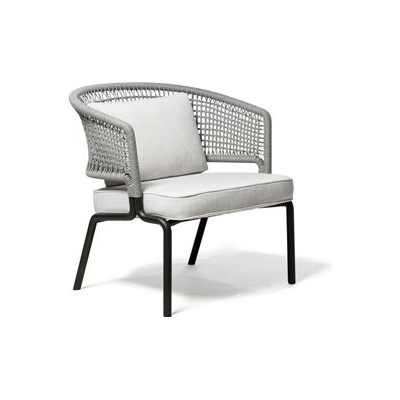 Tribu Nízké křeslo CTR, rám lakovaná nerezová ocel white, výplet lankový linen, bez sedáku