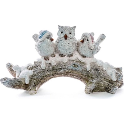 MagicHome Dekorácia Vianoce Vtáčiky na konári polyresin 31x9,5x16,5 cm