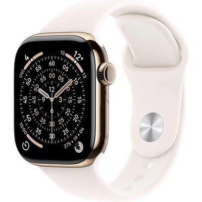 Apple Watch Series 11 Cellular 46 mm Zlatý titán so svetlo červeným športovým remienkom S/M MFD54WF/A
