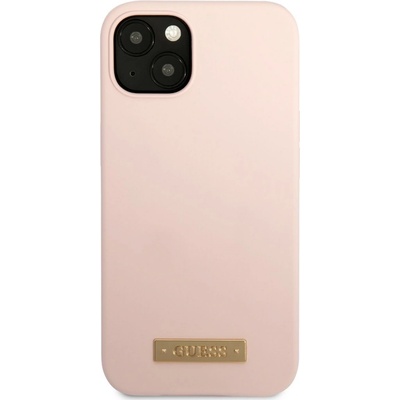 Guess Silicone Metal Logo MagSafe Apple iPhone 13, růžové